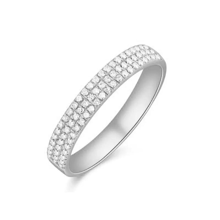 14K Three Row Diamond Ring