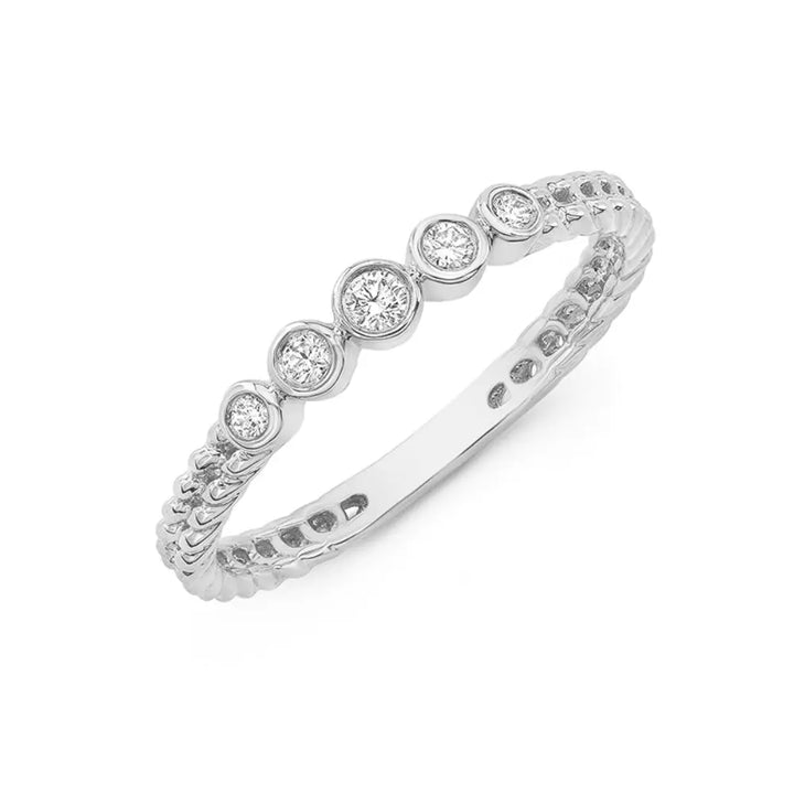 14K Bezel Diamond Braided Ring