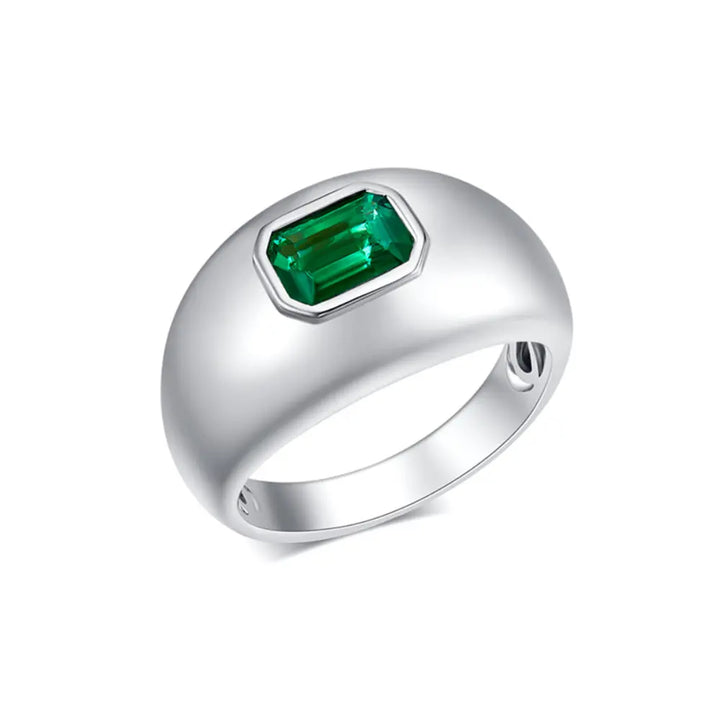 14K Bezel Emerald Dome Ring