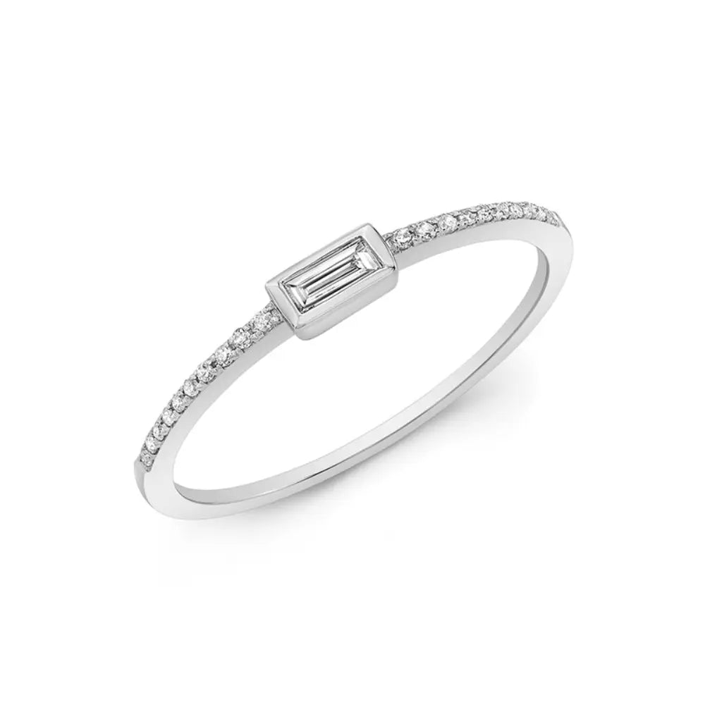 14K Dainty Diamond Baguette Ring