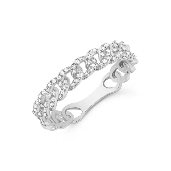 14K Diamond Curb Link Ring