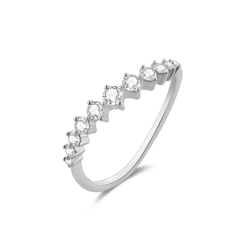 14K Diamond Curved Ring