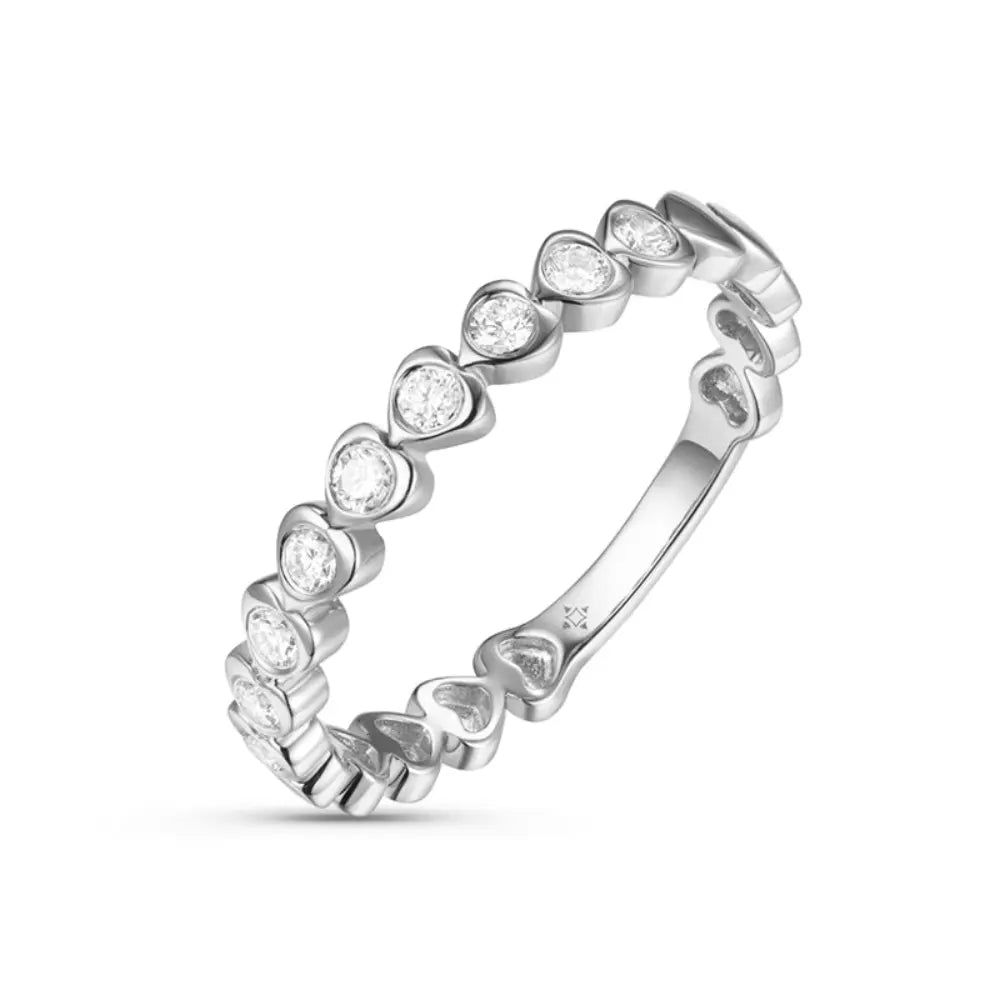 14K Diamond Heart Band