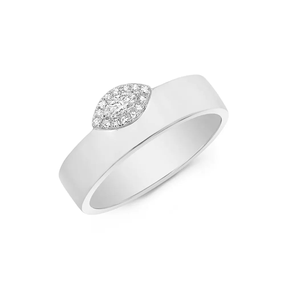 14K Diamond Marquise Thick Band