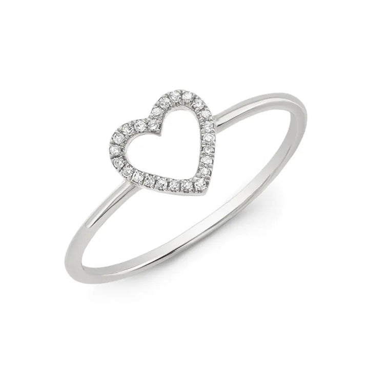 14K Diamond Open Heart Ring