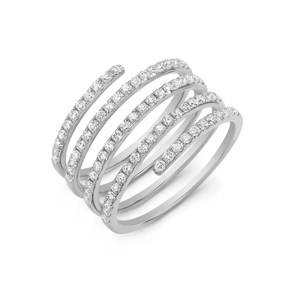 14K Diamond Spiral Ring