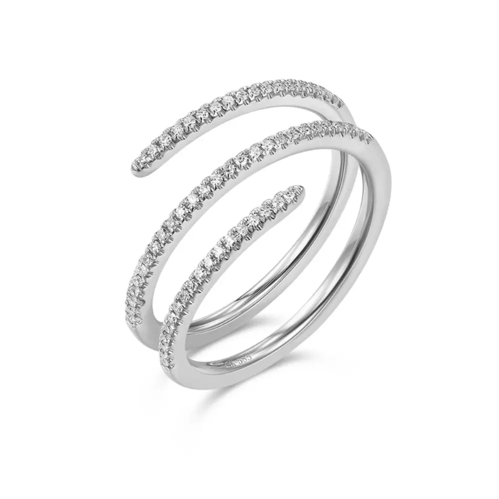 14K Diamond Swirl Ring