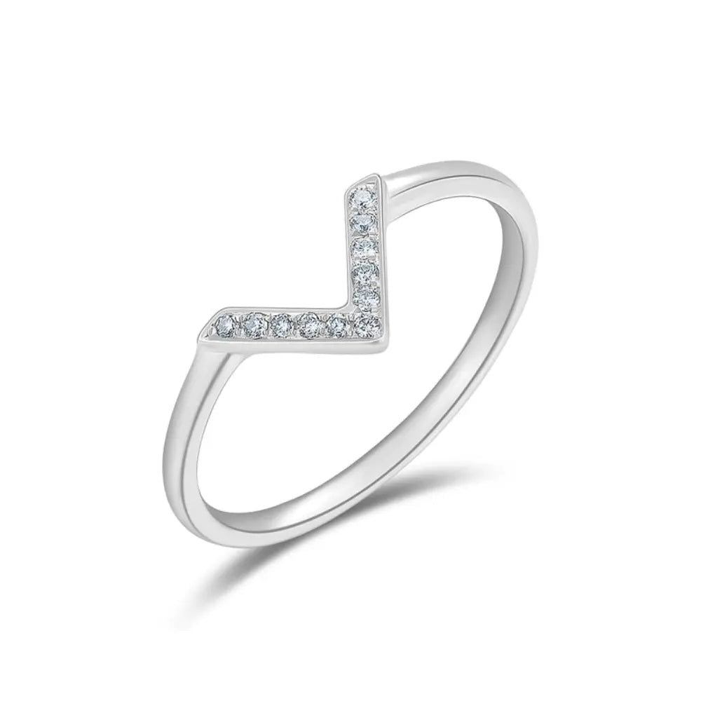 14K Diamond V Ring