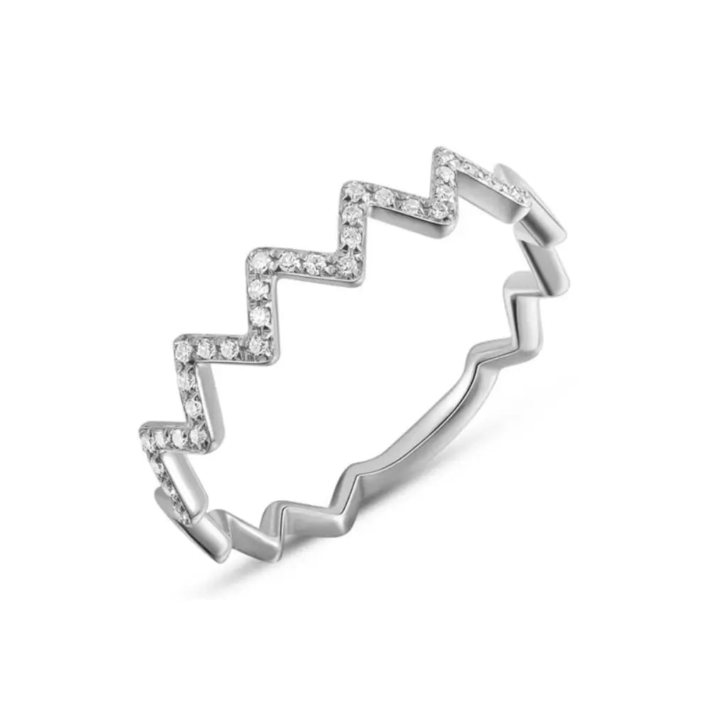 14K Diamond Zig Zag Ring