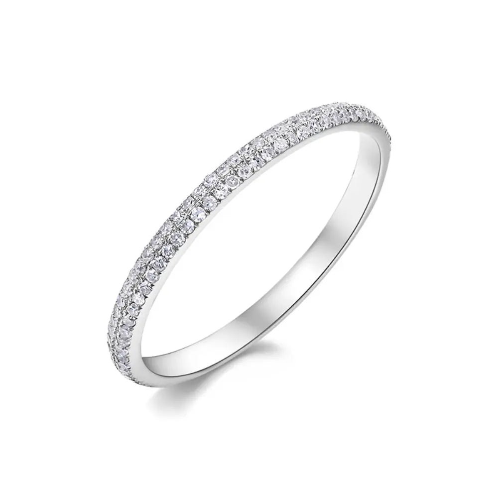 14K Double Row Diamond Ring