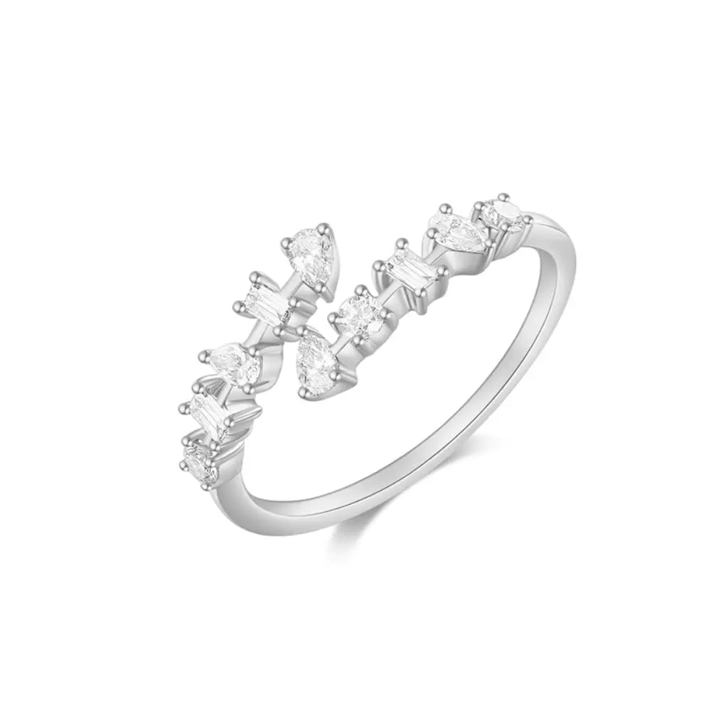 14K Mixed Diamond Bypass Ring