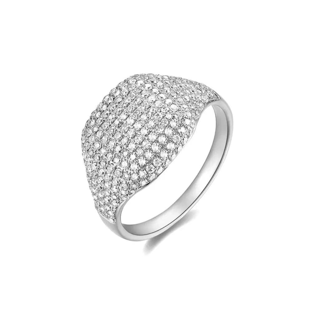 14K Pave Diamond Cushion Ring