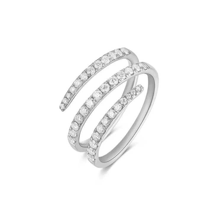 14K Spiral Graduated Diamond Ring