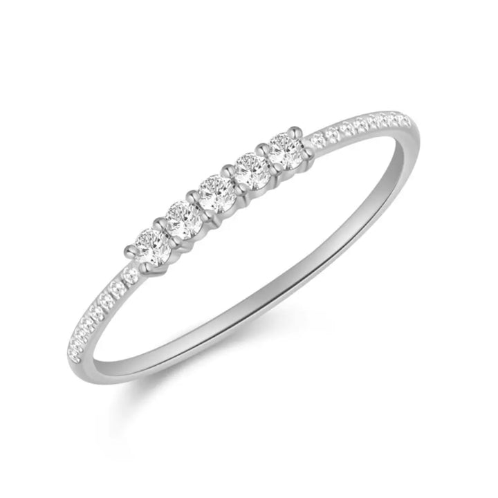 14K Thin 5 Diamond Ring