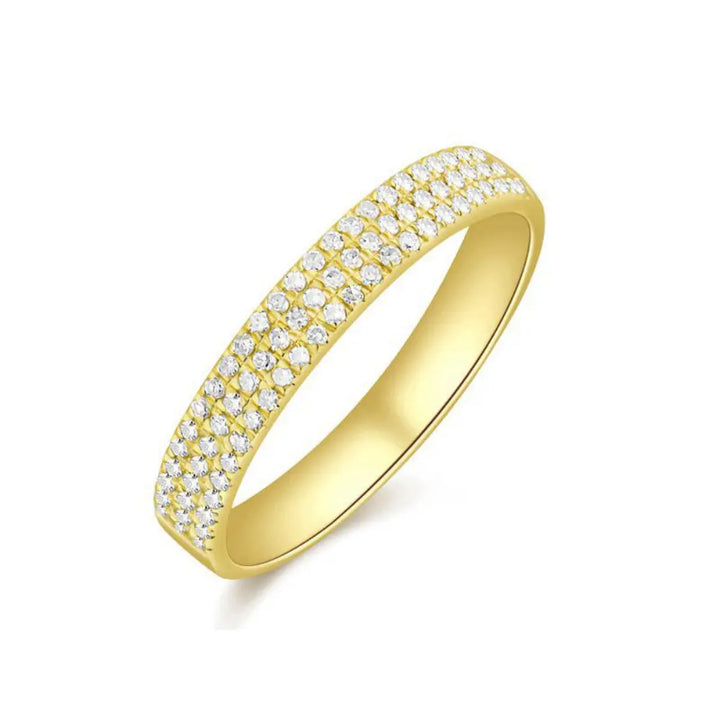 14K Three Row Diamond Ring