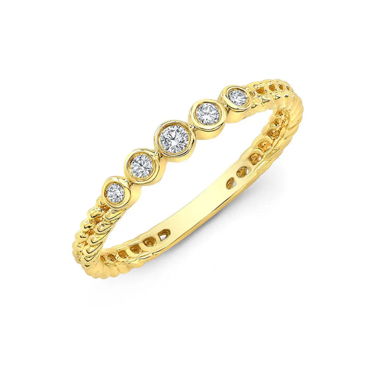 14K Bezel Diamond Braided Ring