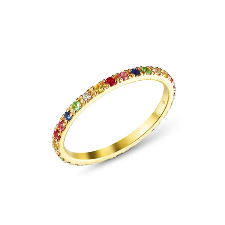 14K Chunky Rainbow Eternity Band