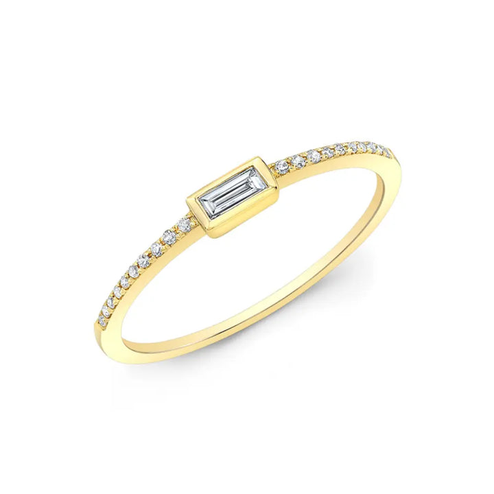 14K Dainty Diamond Baguette Ring