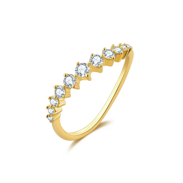 14K Diamond Curved Ring