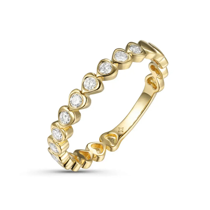 14K Diamond Heart Band