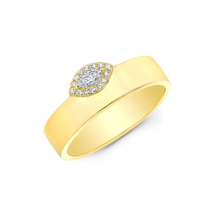 14K Diamond Marquise Thick Band