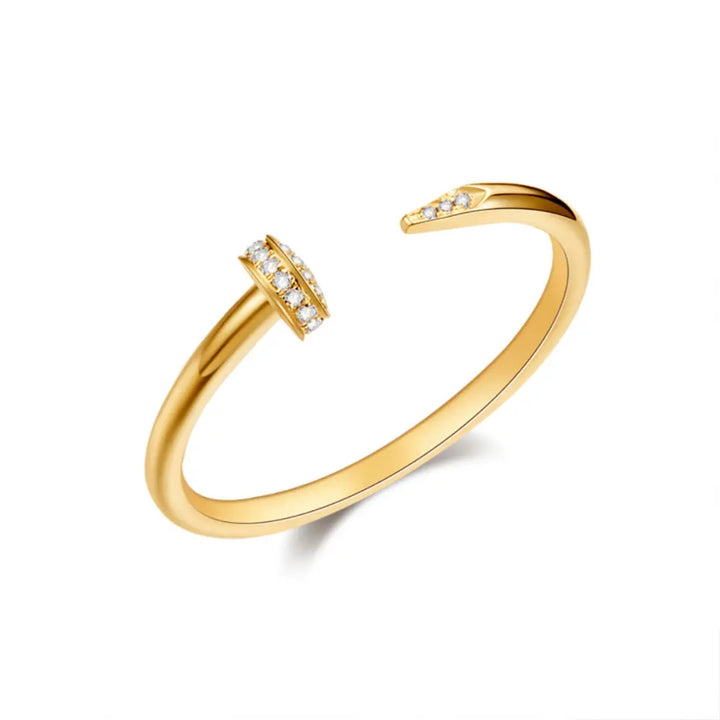 14K Diamond Nail Cuff Ring