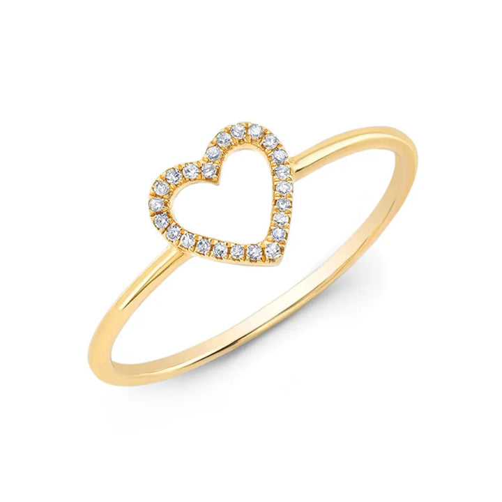 14K Diamond Open Heart Ring