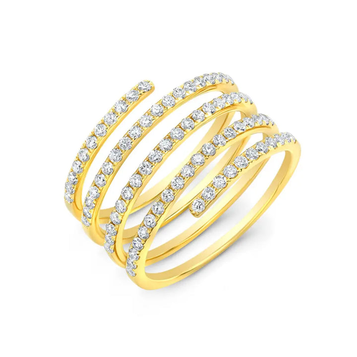 14K Diamond Spiral Ring