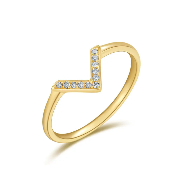 14K Diamond V Ring