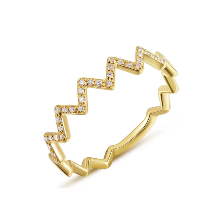 14K Diamond Zig Zag Ring