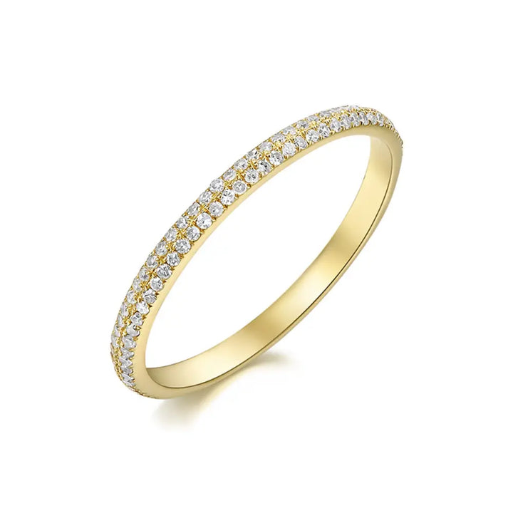 14K Double Row Diamond Ring