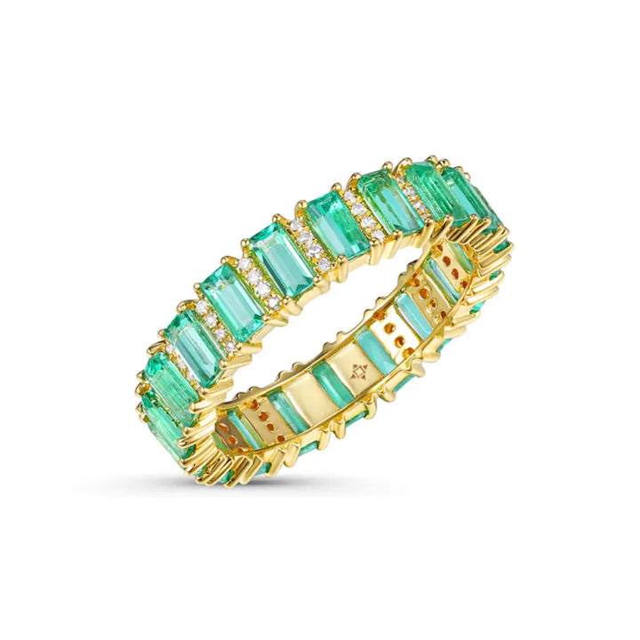 14K Emerald Diamond Eternity Ring