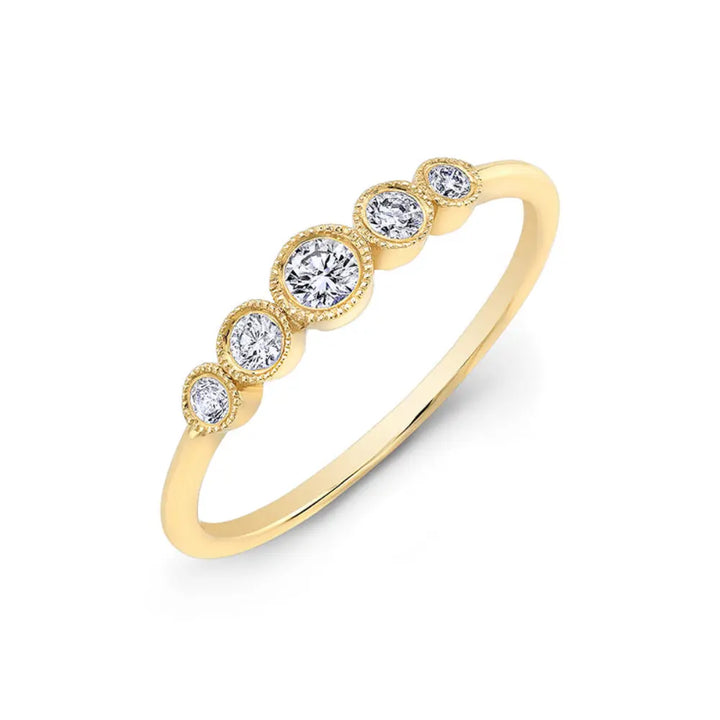 14K Graduated Milgrain Diamond Ring