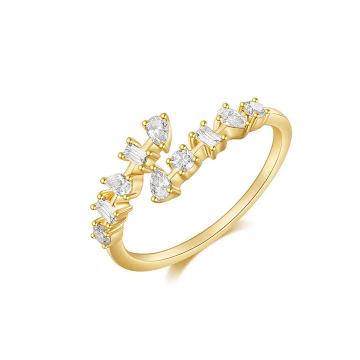 14K Mixed Diamond Bypass Ring