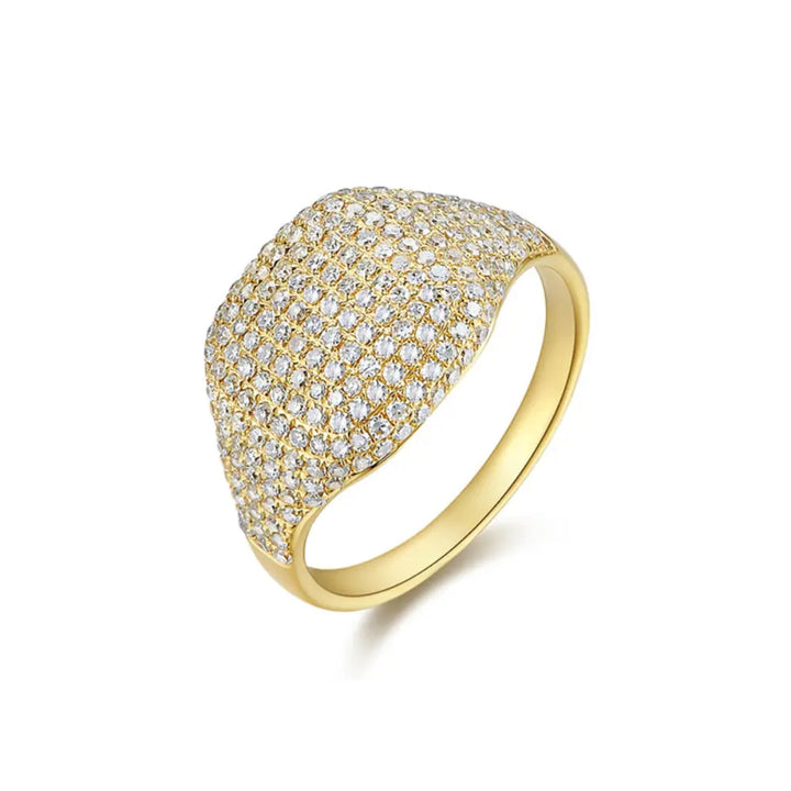 14K Pave Diamond Cushion Ring