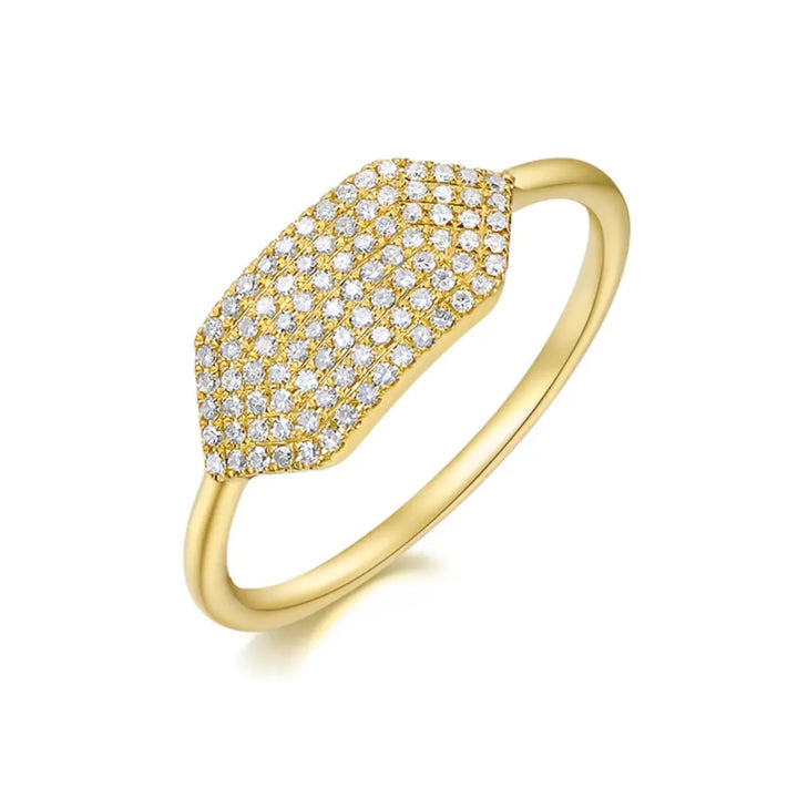 14K Pave Diamond Hexagon Ring