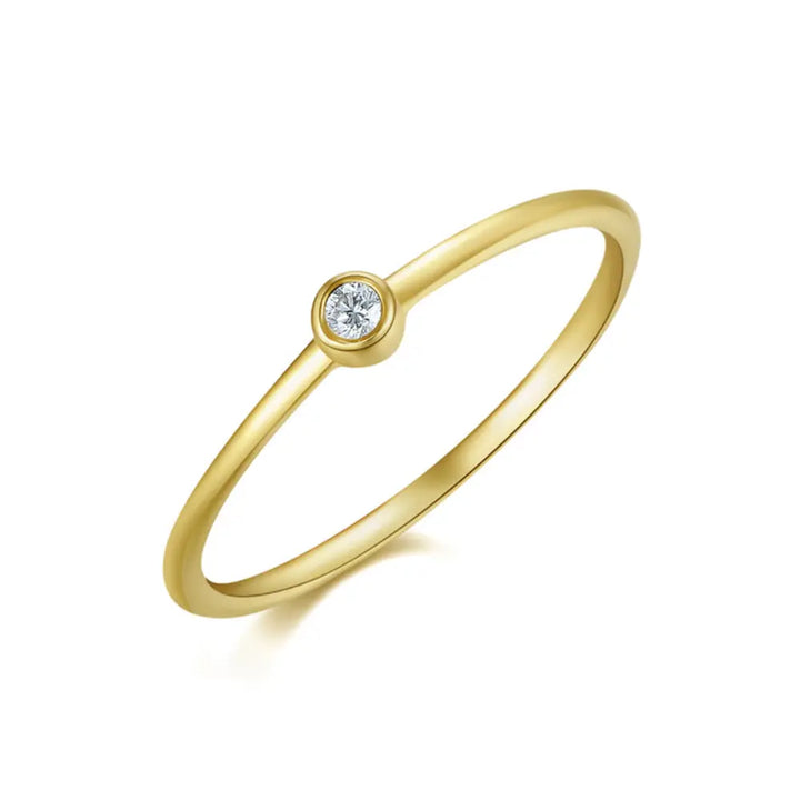 14K Single Bezel Diamond Ring