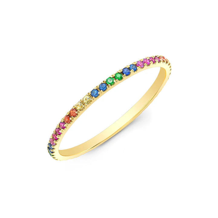 14K Thin Rainbow Eternity Band