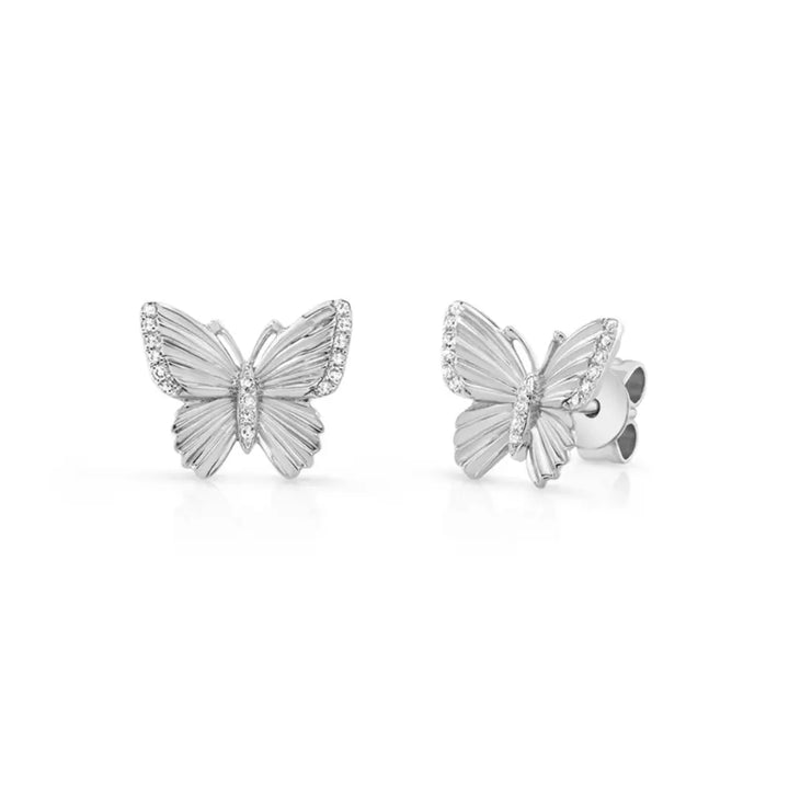 14K Diamond Fluted Butterfly Earrings