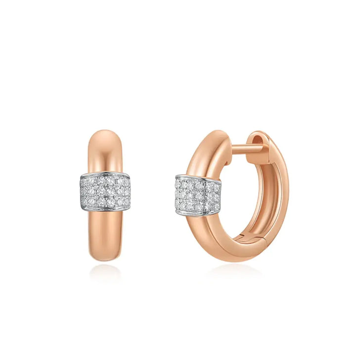 14K Diamond Huggie Earrings