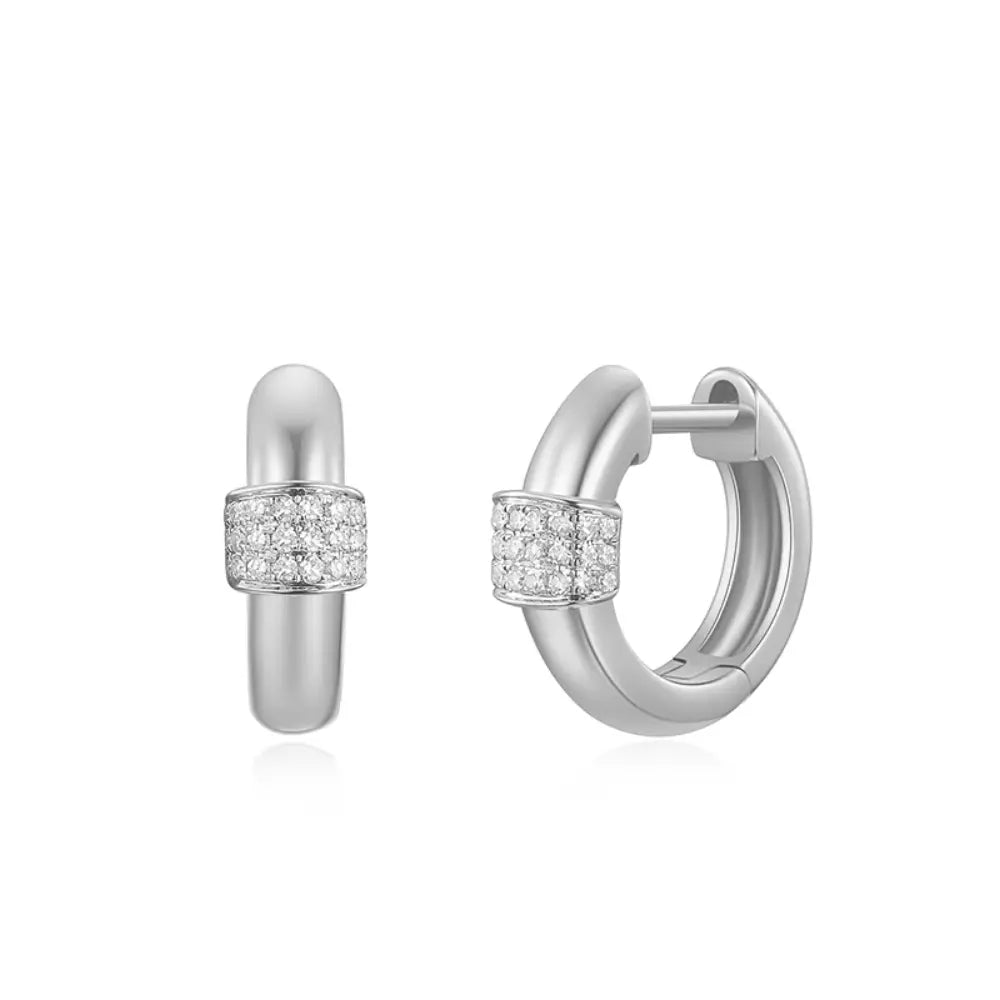 14K Diamond Huggie Earrings