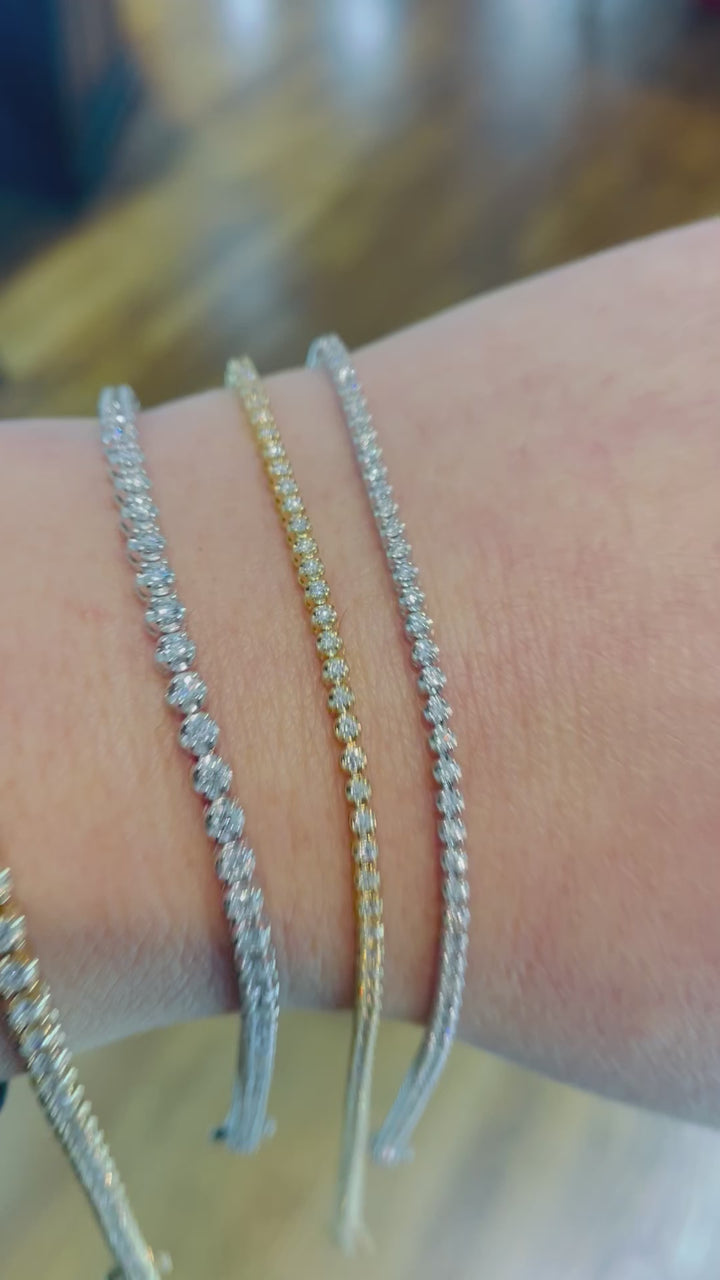 Diamond tennis bracelet, buttercup setting 