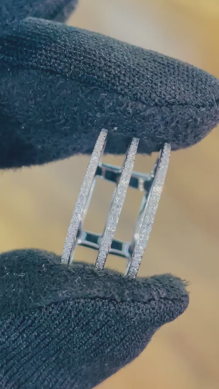 14K Triple Row Diamond Ring