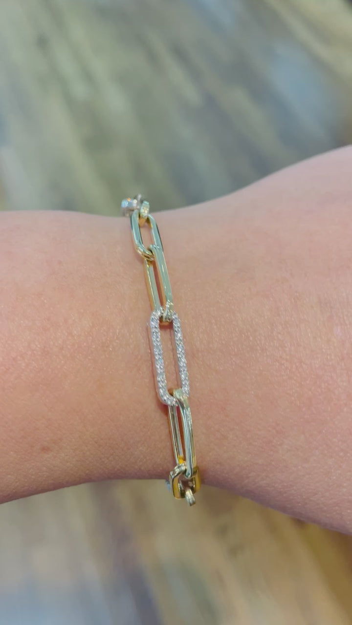 Diamond Triple Link Paperclip Bracelet 