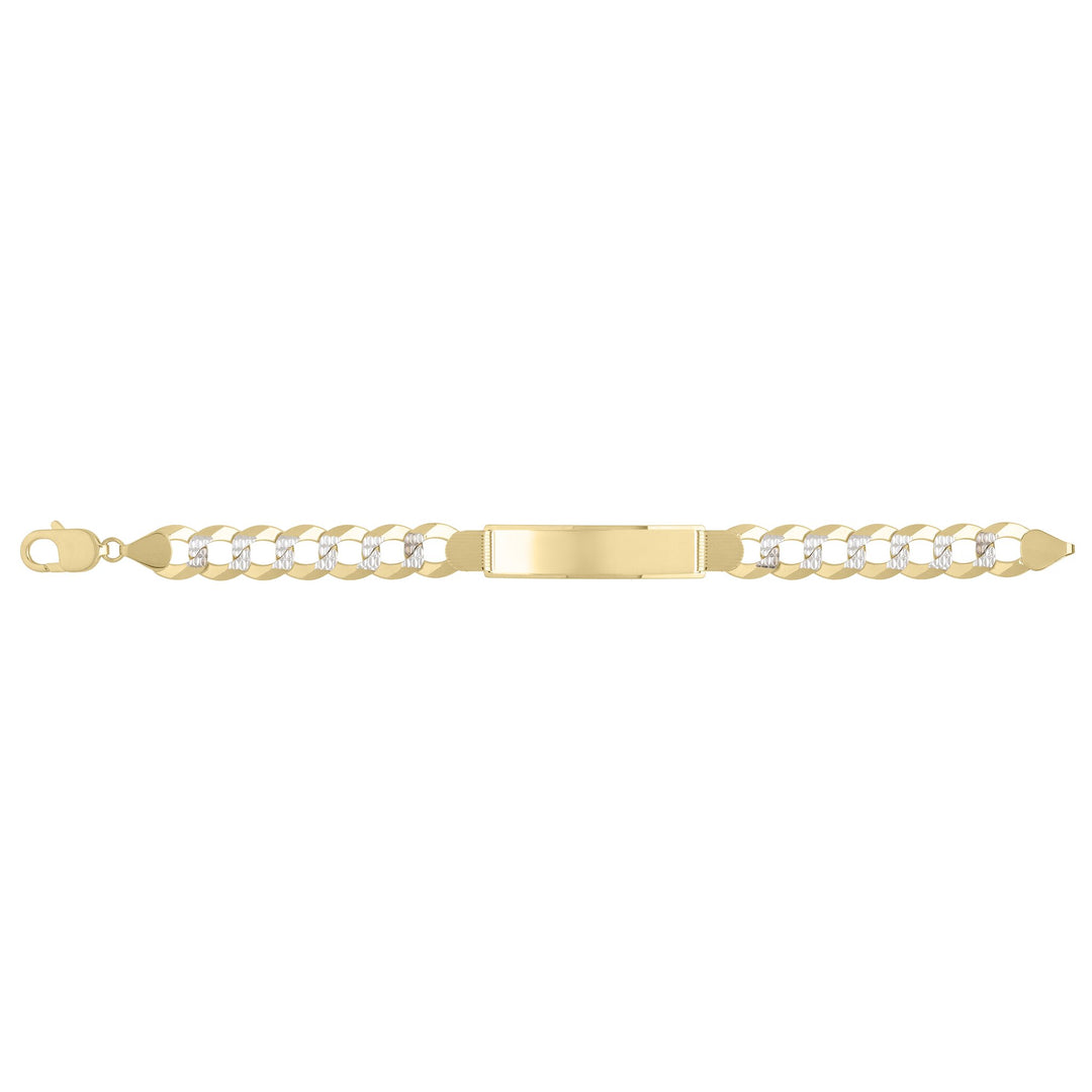 14K 11mm Pave Curb ID Bracelet, front view