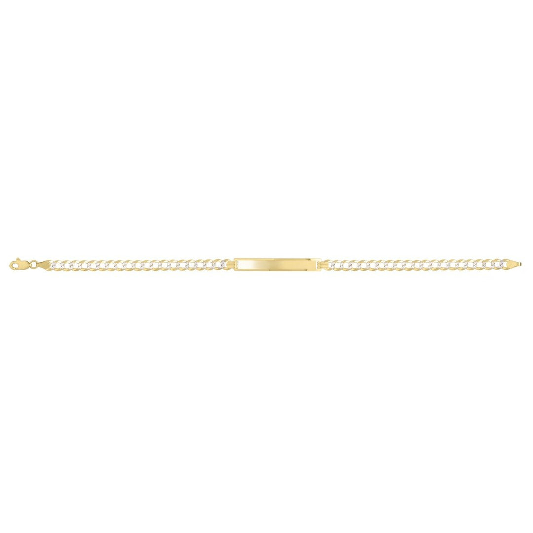 14K 4.7mm Pave Curb ID Bracelet, front view