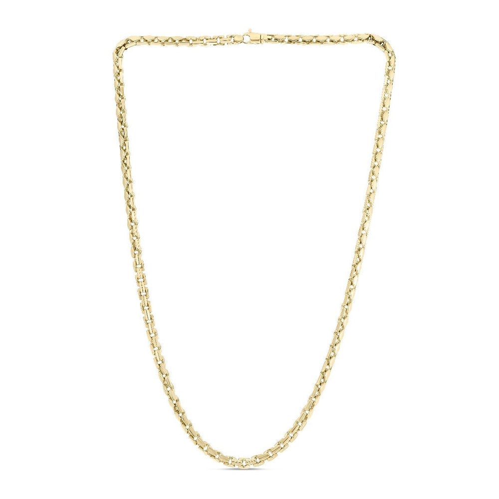 14K 5mm Men's Fancy Box Chain, view 2