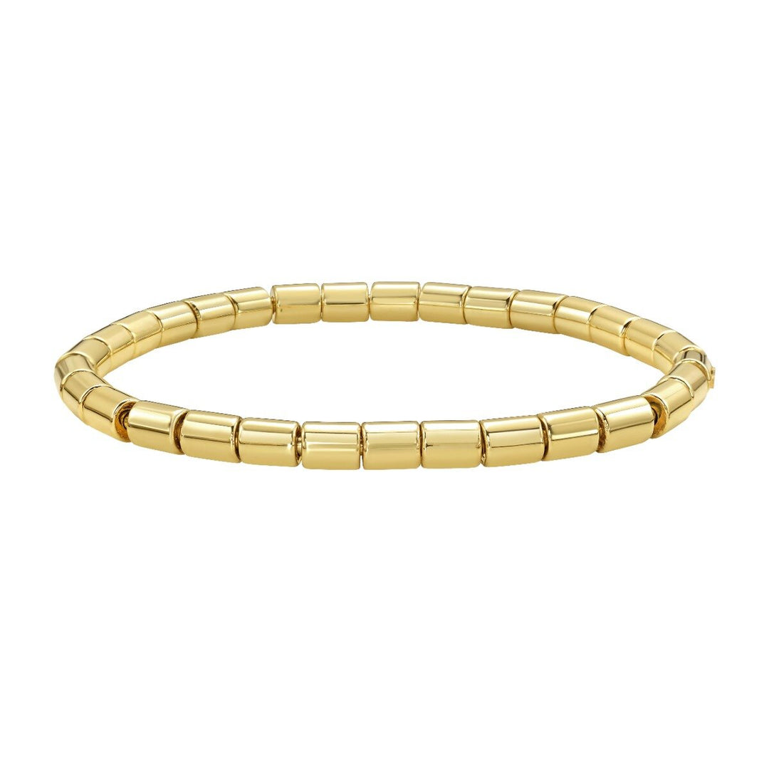 14K Barrel Bead Stretch Bracelet, view 2