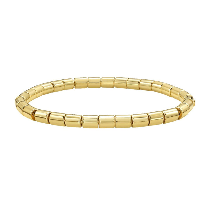 14K Barrel Bead Stretch Bracelet, view 2