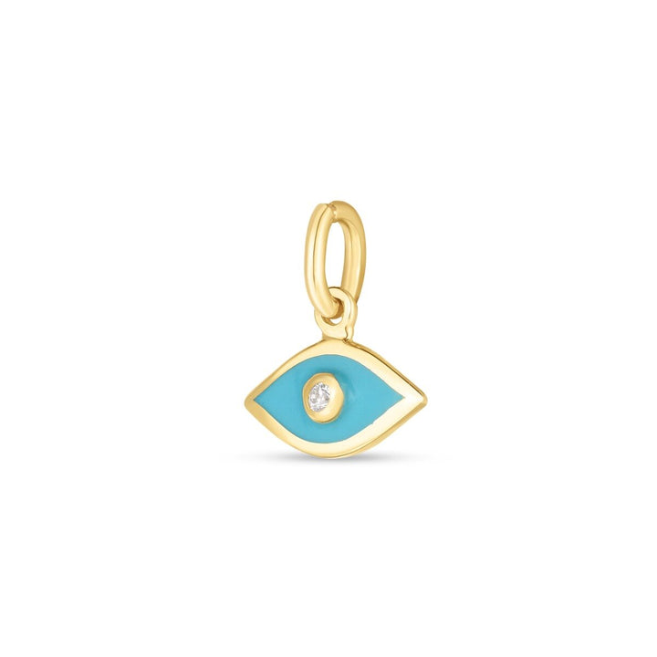 14K Blue Enamel Evil Eye Charm, view 2